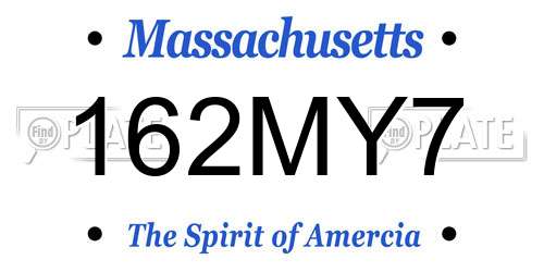 162MY7 Massachusetts License Plate