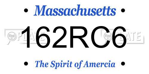 162RC6 Massachusetts License Plate