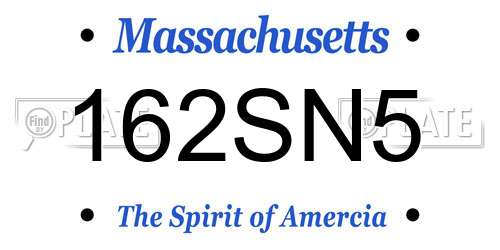 162SN5 Massachusetts License Plate