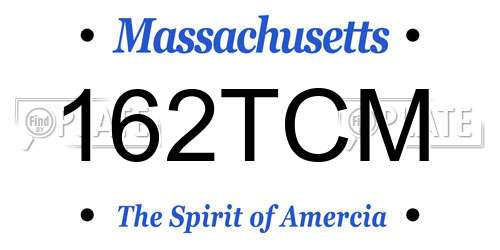 162TCM Massachusetts License Plate