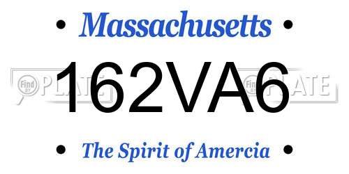 162VA6 Massachusetts License Plate