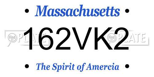 162VK2 Massachusetts License Plate