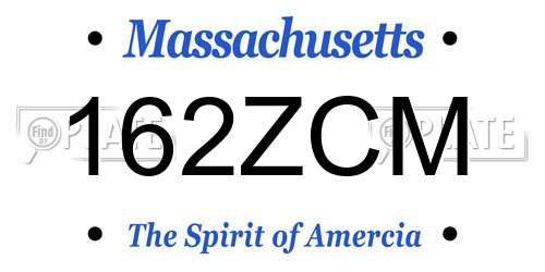 162ZCM Massachusetts License Plate