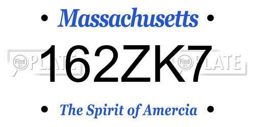 162ZK7 Massachusetts License Plate