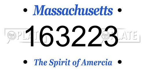 163223 Massachusetts License Plate