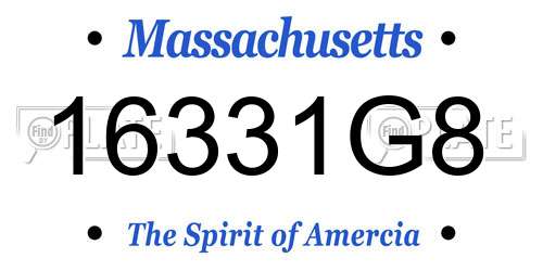 16331G8 Massachusetts License Plate