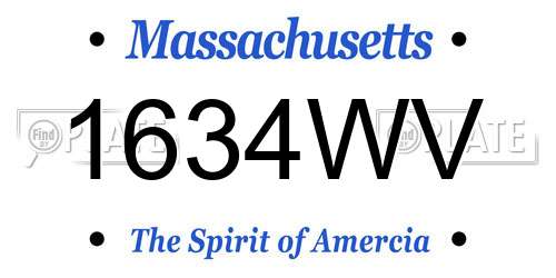 1634WV Massachusetts License Plate
