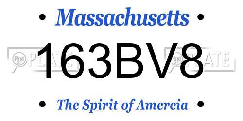 163BV8 Massachusetts License Plate