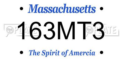 163MT3 Massachusetts License Plate