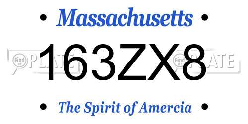 163ZX8 Massachusetts License Plate