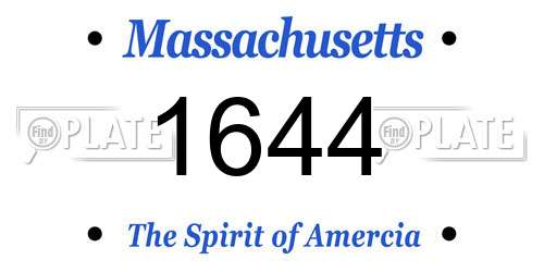 1644 Massachusetts License Plate