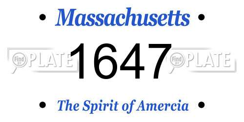1647 Massachusetts License Plate