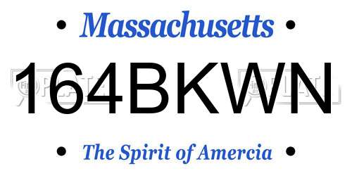 164BKWN Massachusetts License Plate