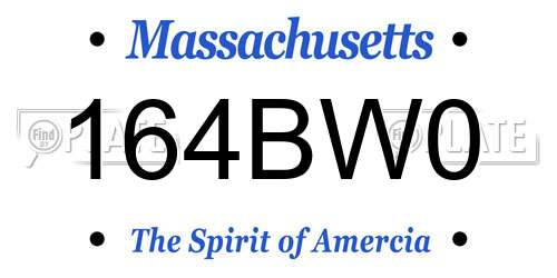 164BW0 Massachusetts License Plate