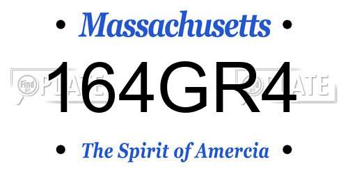 164GR4 Massachusetts License Plate