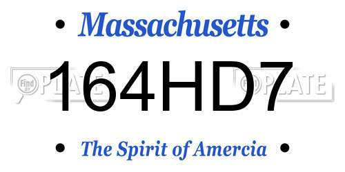 164HD7 Massachusetts License Plate