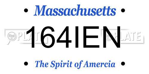 164IEN Massachusetts License Plate