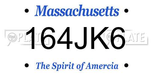164JK6 Massachusetts License Plate