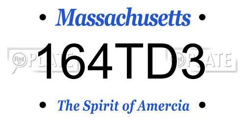 164TD3 Massachusetts License Plate