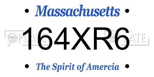 164XR6 Massachusetts License Plate