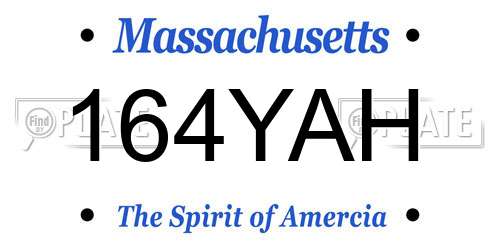 164YAH Massachusetts License Plate