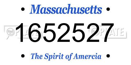 1652527 Massachusetts License Plate