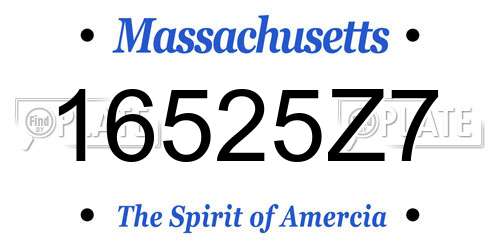 16525Z7 Massachusetts License Plate