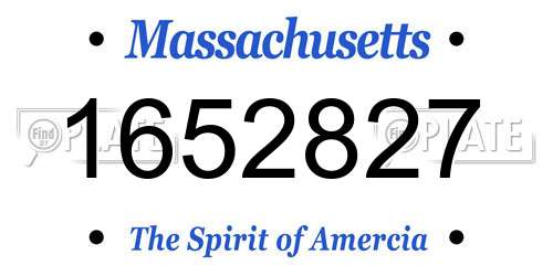 1652827 Massachusetts License Plate