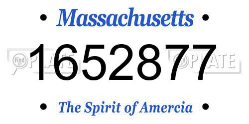 1652877 Massachusetts License Plate