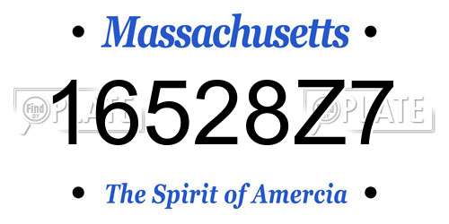 16528Z7 Massachusetts License Plate