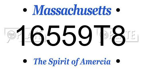 16559T8 Massachusetts License Plate