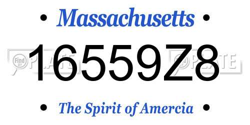 16559Z8 Massachusetts License Plate