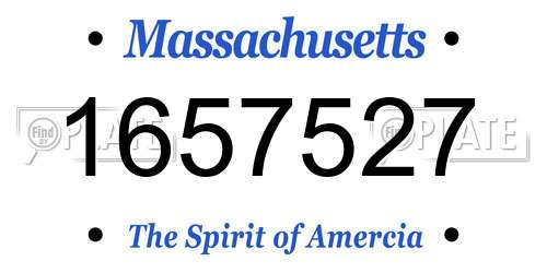 1657527 Massachusetts License Plate