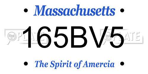 165BV5 Massachusetts License Plate