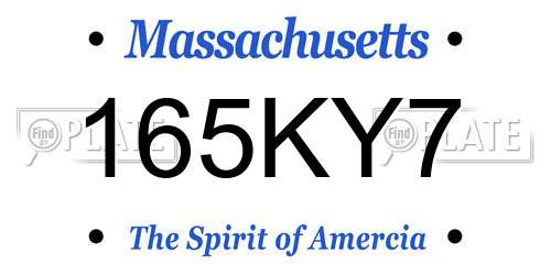 165KY7 Massachusetts License Plate
