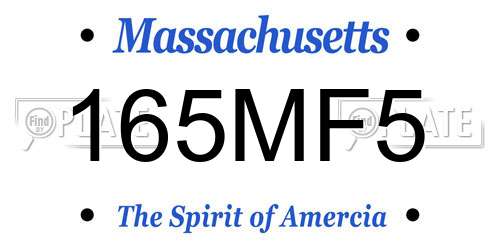 165MF5 Massachusetts License Plate