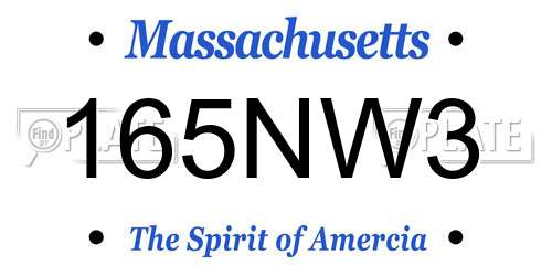 165NW3 Massachusetts License Plate