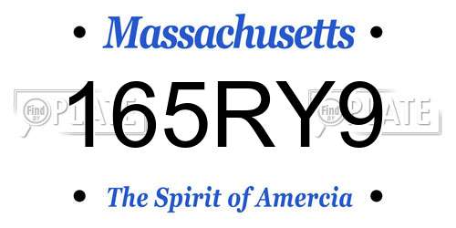 165RY9 Massachusetts License Plate