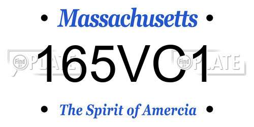 165VC1 Massachusetts License Plate