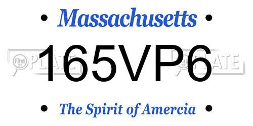 165VP6 Massachusetts License Plate
