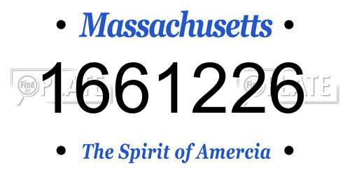 1661226 Massachusetts License Plate