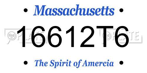 16612T6 Massachusetts License Plate
