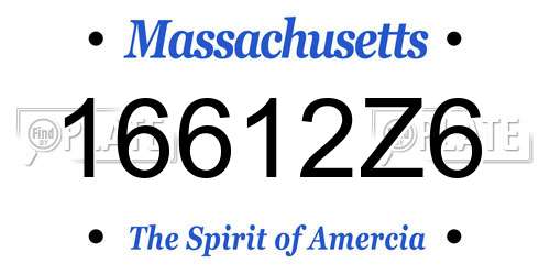 16612Z6 Massachusetts License Plate