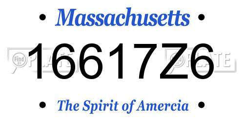 16617Z6 Massachusetts License Plate