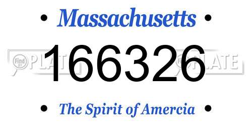 166326 Massachusetts License Plate
