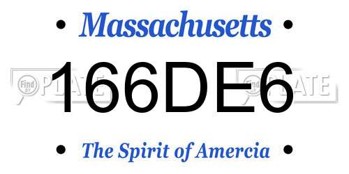166DE6 Massachusetts License Plate