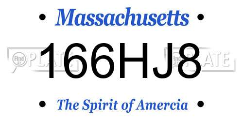 166HJ8 Massachusetts License Plate