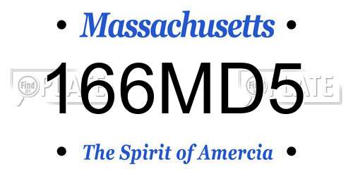 166MD5 Massachusetts License Plate