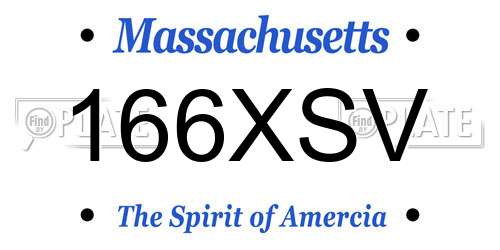 166XSV Massachusetts License Plate