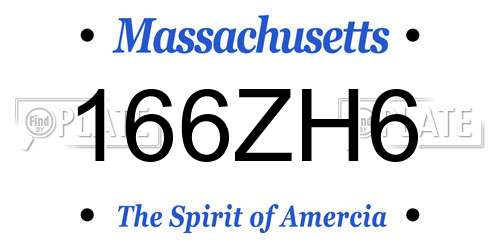 166ZH6 Massachusetts License Plate